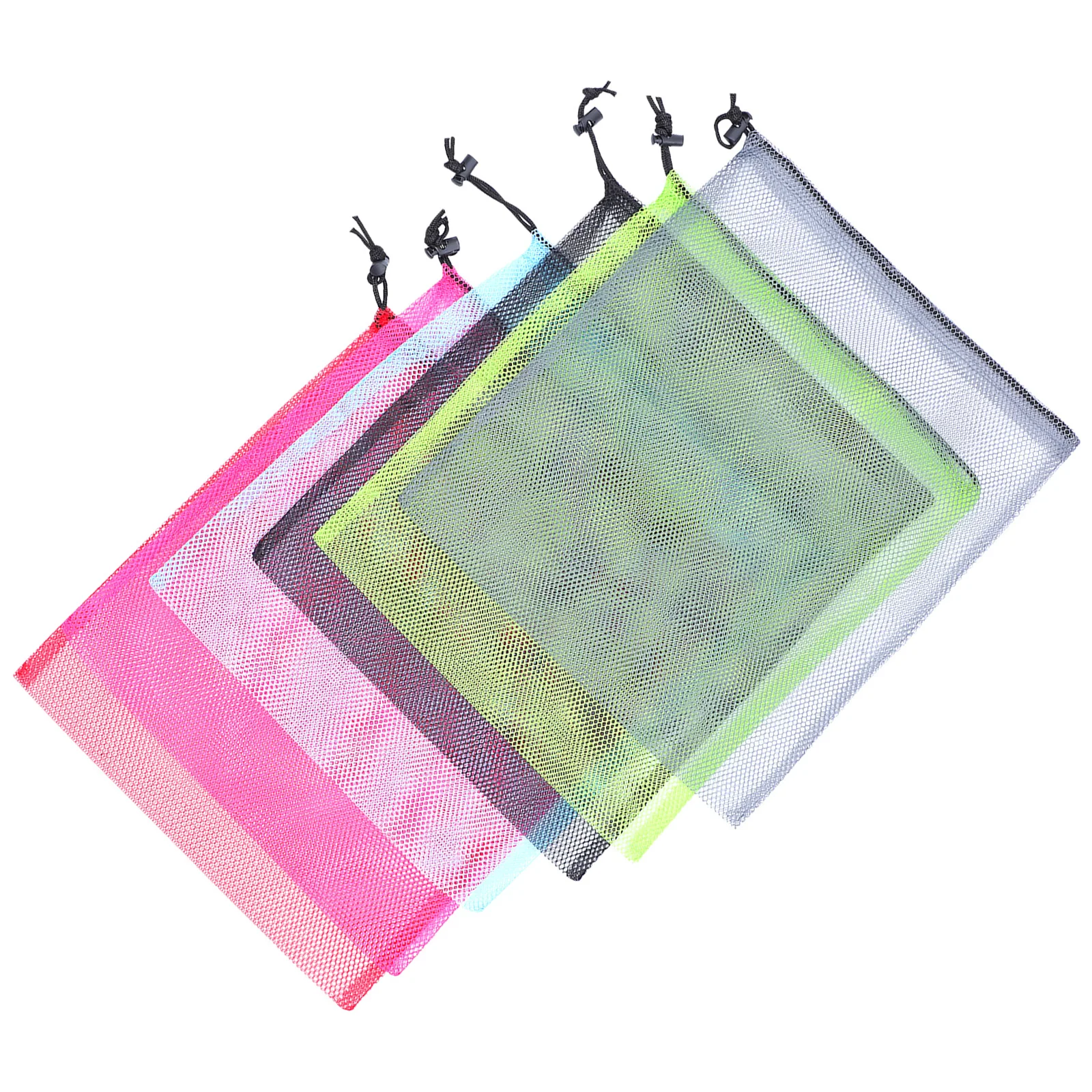 

6 Pcs Drawstring Mesh Bag Storage Pouch Lightweight Polyester Perfect Students Cheerleading Dancing Outdoor Shopping Camping