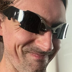 Rimless One-Piece Shield Sunglasses Men 2026 Luxury Brand Designer Trendy Y2K Punk Shades Wrap Around Sports Eyewear For Women