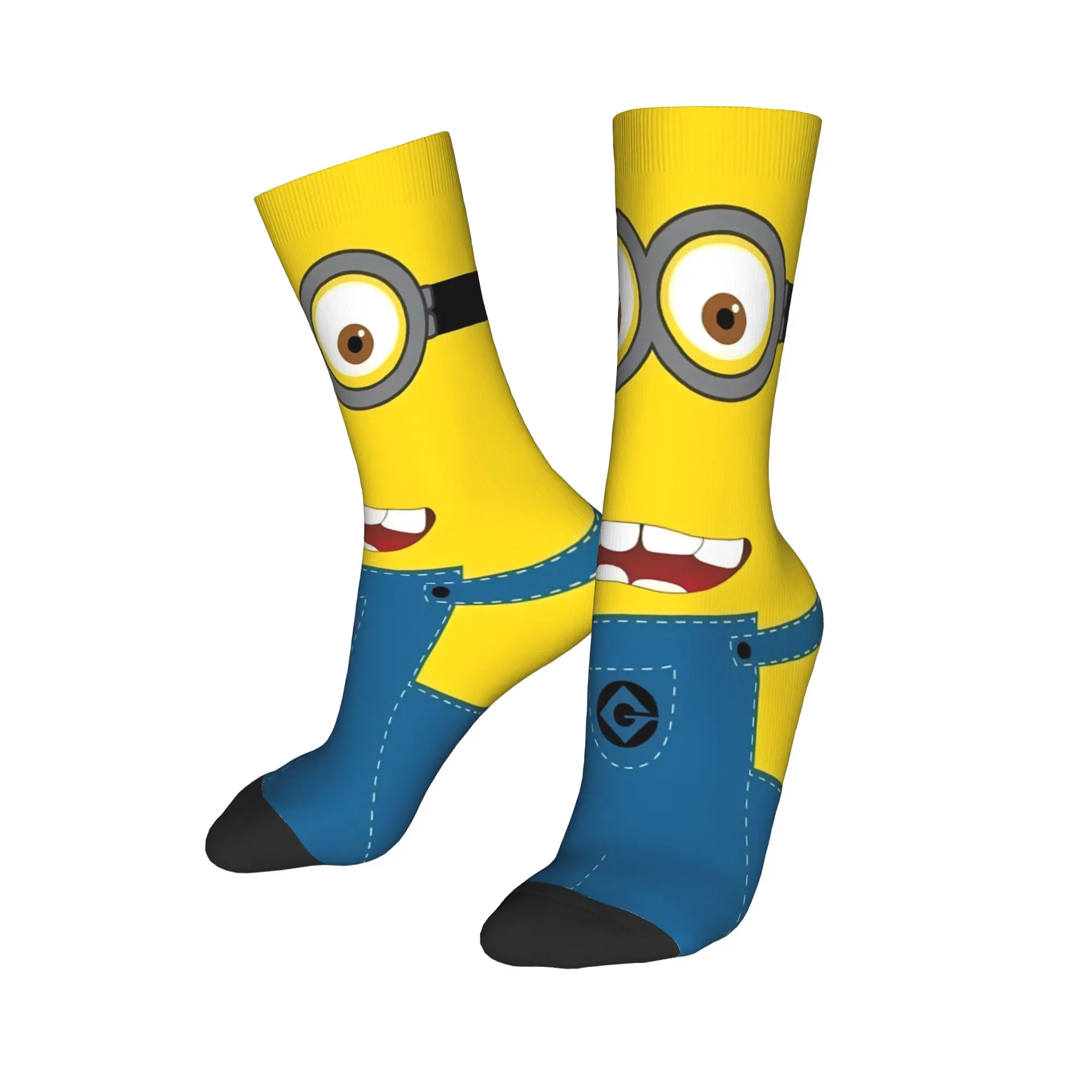 Cartoon M-Minions Face Print Socks  Fashion Stockings Men Soft Breathable Climbing Socks Autumn Printed Non Skid Socks