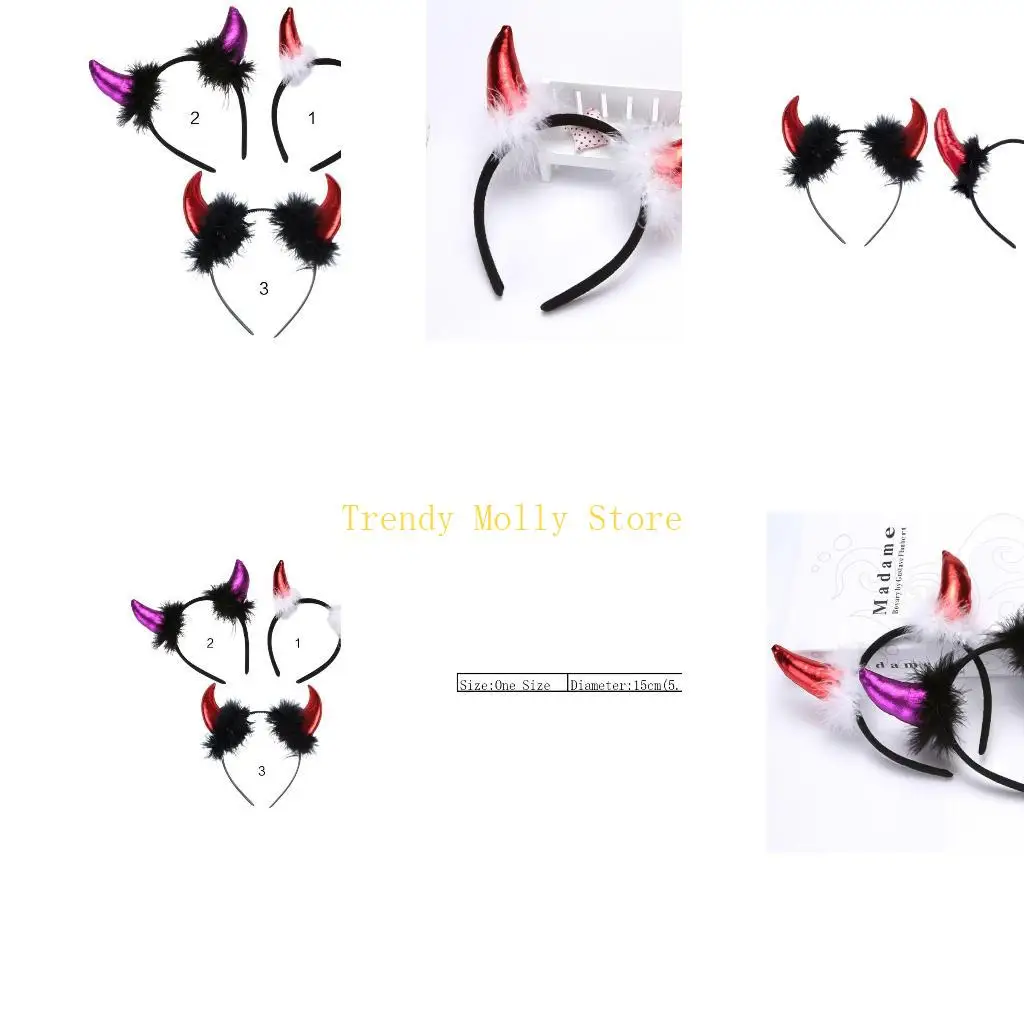 

N5KB Adult Children Halloween Devil Headband Cosplay Costume Fancy Party Glitter