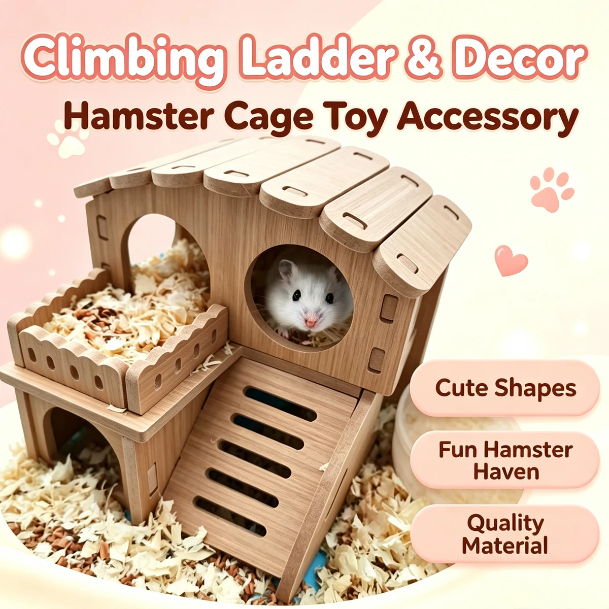 Wooden Hamster Villa Cabin Easy to Install Cage Accessories Large House Toys Golden Mouse Pet Pets Supplies Guinea Pig Hideout