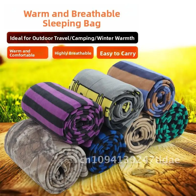 

Outdoor fleece sleeping bag with an adult inner liner that is super lightweight and skin friendly. It is made of fleece and prov