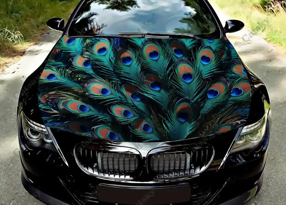 Abstract Peacock Feathers Car Hood Decal Stickers Wrap Vinyl Film Engine Cover Decals Sticker Car Hood Protective Film