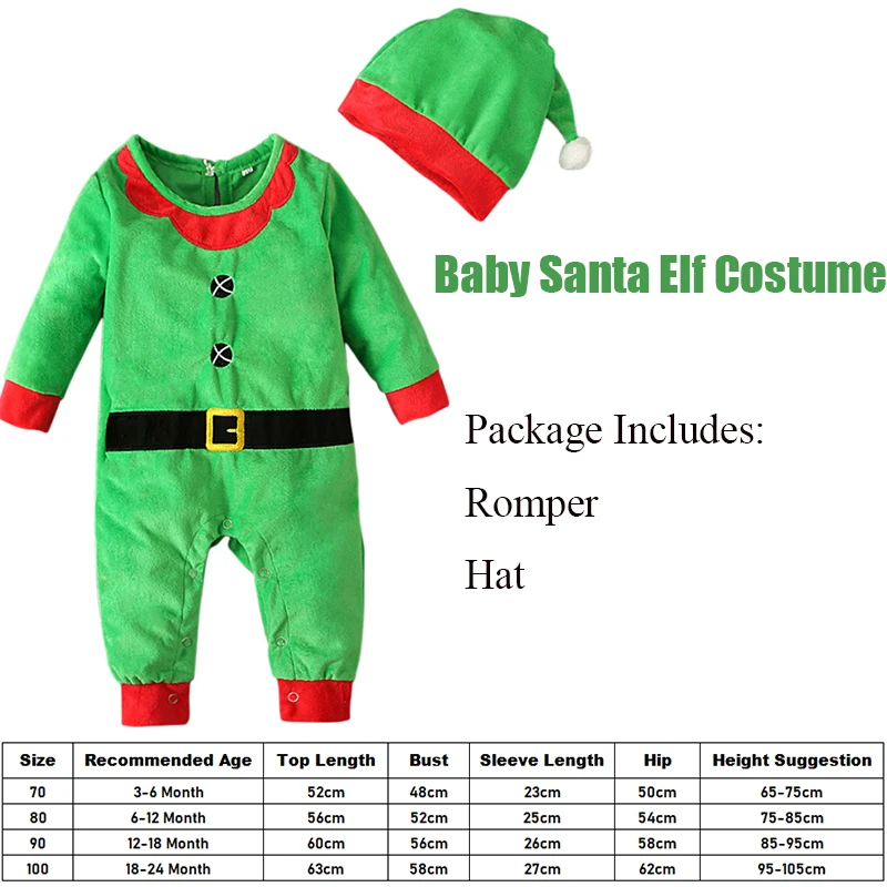 Unisex Langarm-Kleinkind-Weihnachtselfen-Outfit Säuglings-Weihnachts-Fleece-Strampler Neugeborenen-Weihnachtsmann-Kostüm – Detail 5