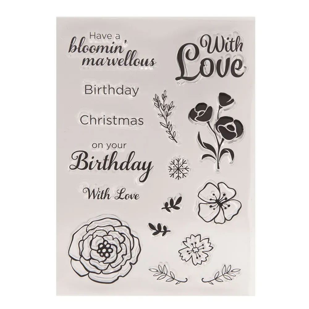 

Birthday with Love Phrase Clear Stamps Transparent Silicone Seal for DIY Scrapbooking Card Making Photo Album Crafts Supplies