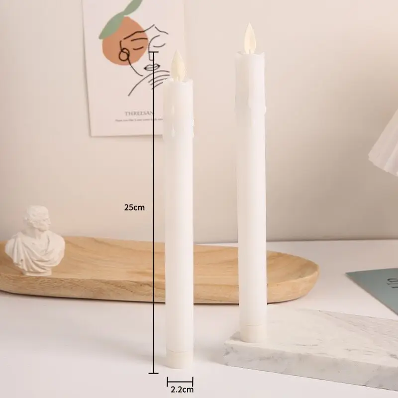 Imagem -02 - Mergulhado Wax Swinging Flameless Moving Wick Dancing Flame Led Taper Candlestick Casa Festa de Casamento Decoração de Mesa H25 cm 10