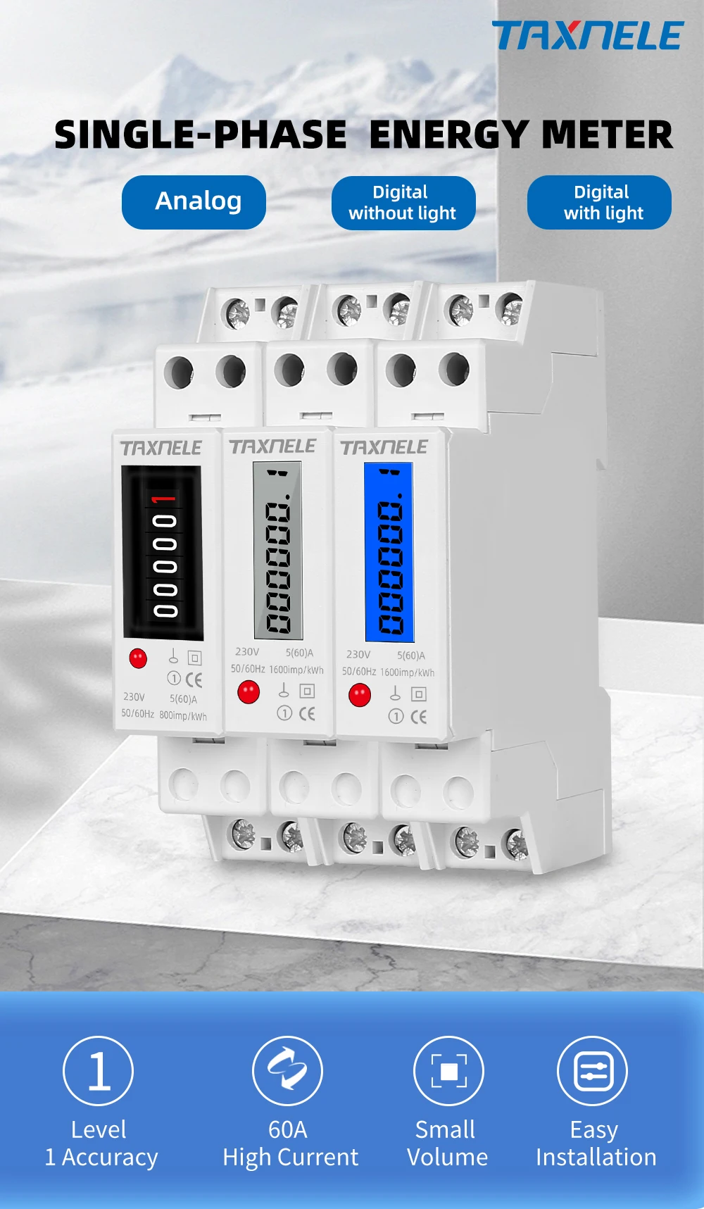 18 mm einphasig 1P 2-Draht-Digital-Wattmeter Stromverbrauch Analoger Energiezähler kWh AC 230 V 50 Hz LCD elektrische DIN-Schienenmontage – Detail 1