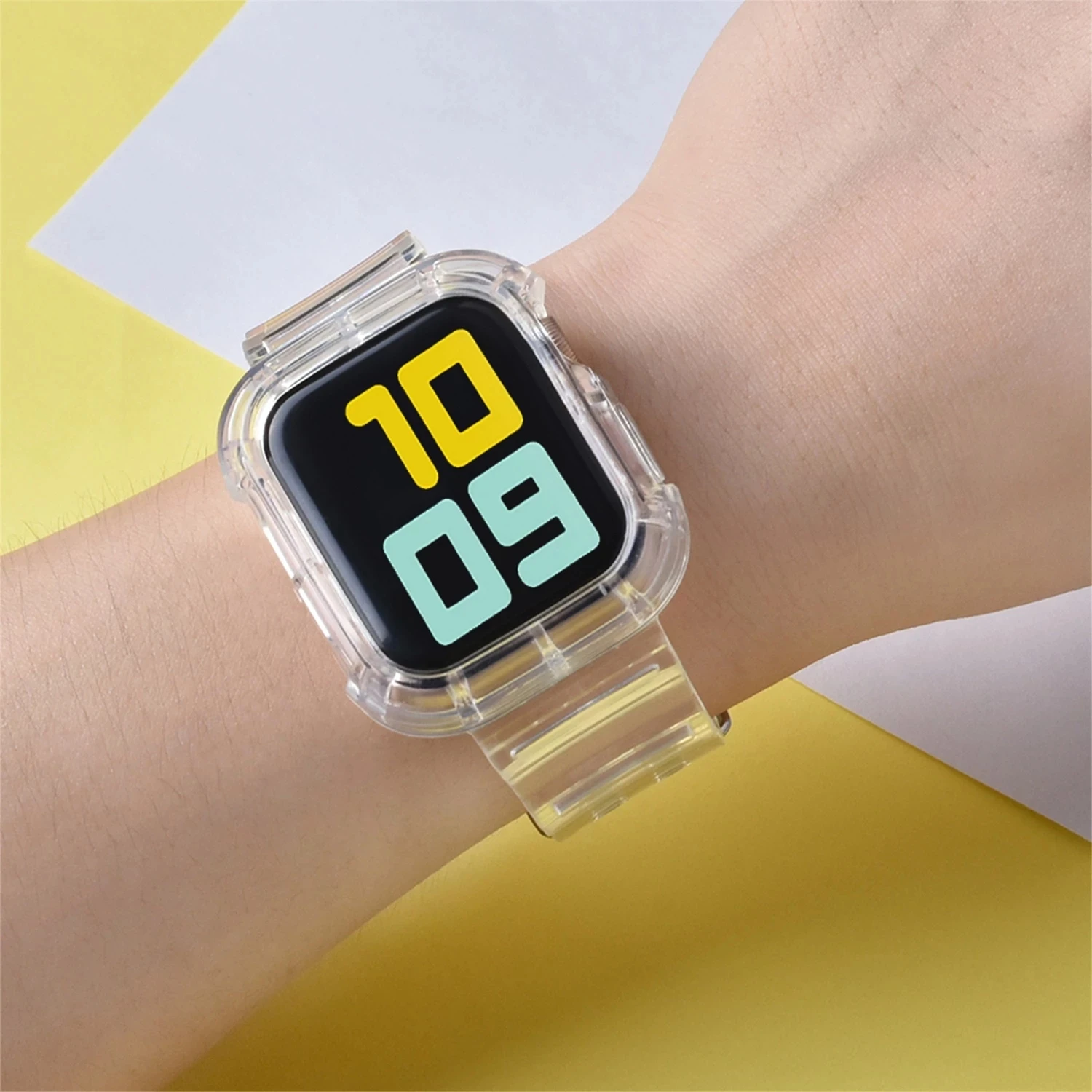 Silicone Clear Band  Case for Apple Watch strap 8 7 6 SE 5 4 3 Transparent Strap for iwatch 40mm 44mm 42MM 41MM 45MM 49MM