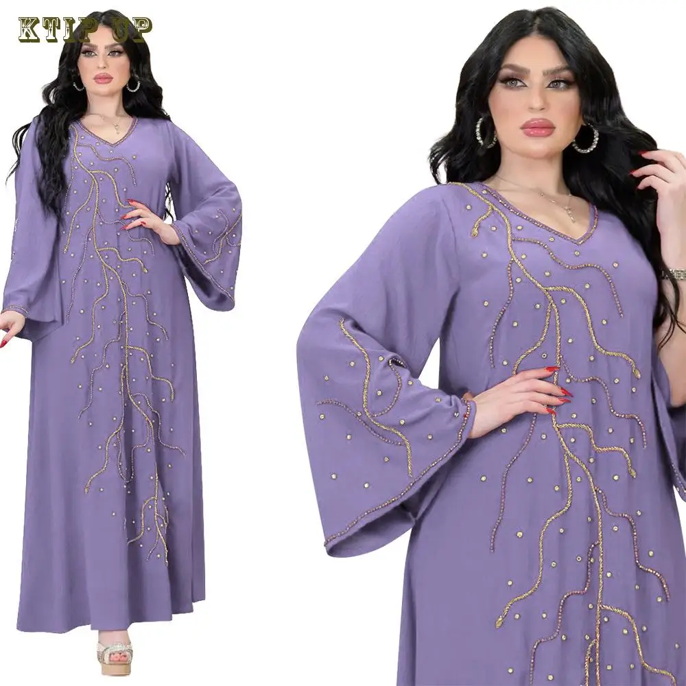 Eid Nida Muslim Dress for Women, Dubai Abaya Jalabiya, Rhinestone Hijab Dresses, Moroccan Kaftan, Islam Party Clothes, Fashion