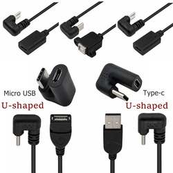 Angle en forme de U Micro USB USB 3.1 Type C Mâle à Femelle Micro Mini Type-C otg USB-C Charge Convertisseur de Données Adaptateur Câble 30CM