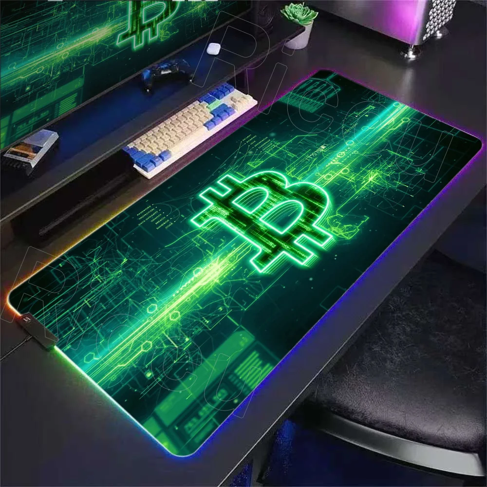 RGB LED High Speed Computer Accessories Mousepad Desk Mat Large Gaming Bitcoin Home Office Table Carpet Keyboard Expansion Pad