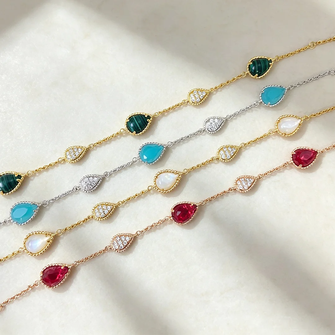 Popular Jewelry Five Pendant Bracelet Women's Gemstone Bracelet.Available in Multiple Colors.Trendy Party Jewelry Holiday Gifts