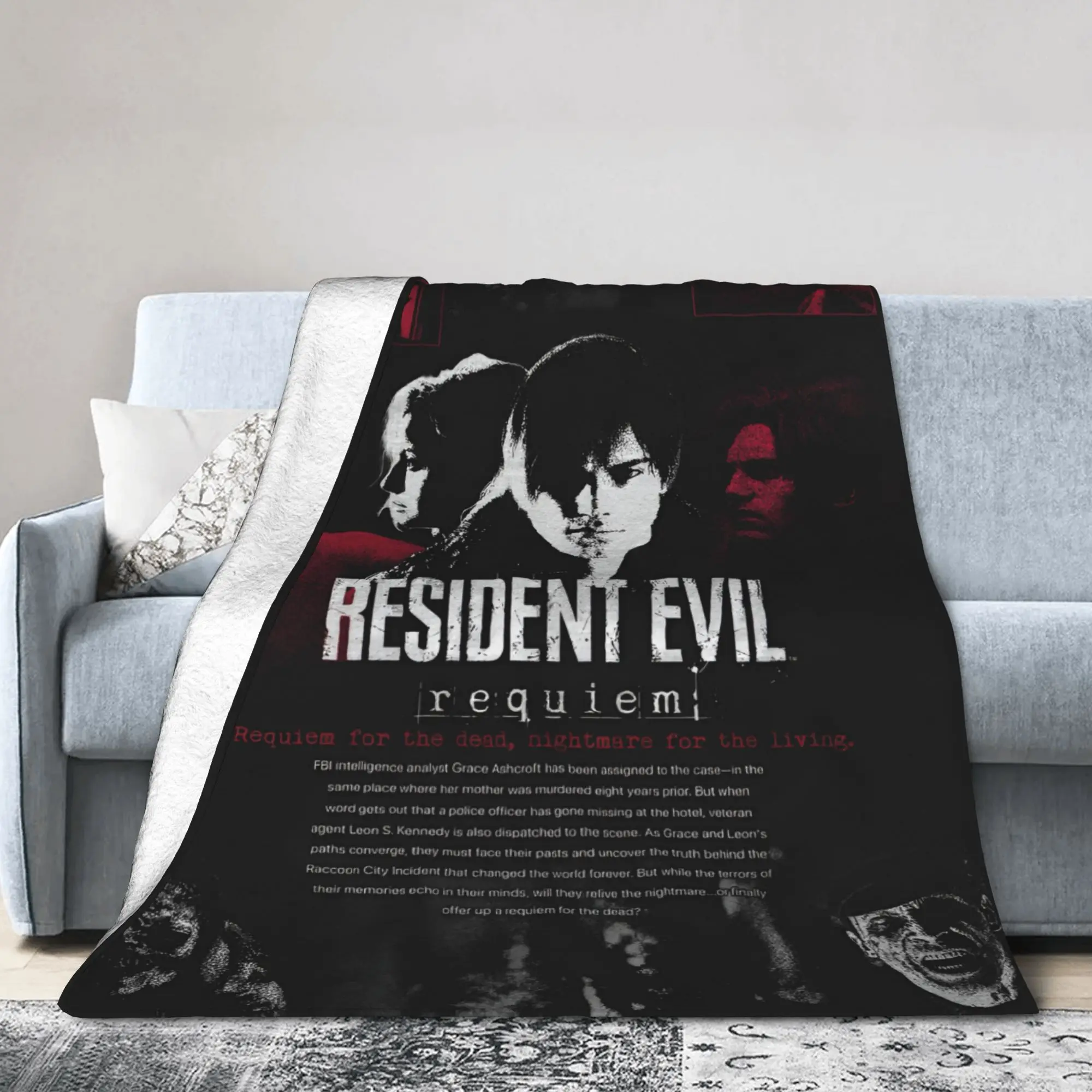 Custom R-Residents Evils 9 Blankets Warm Flannel Action Adventure Game Throw Blanket for Sofa Office Bedspreads