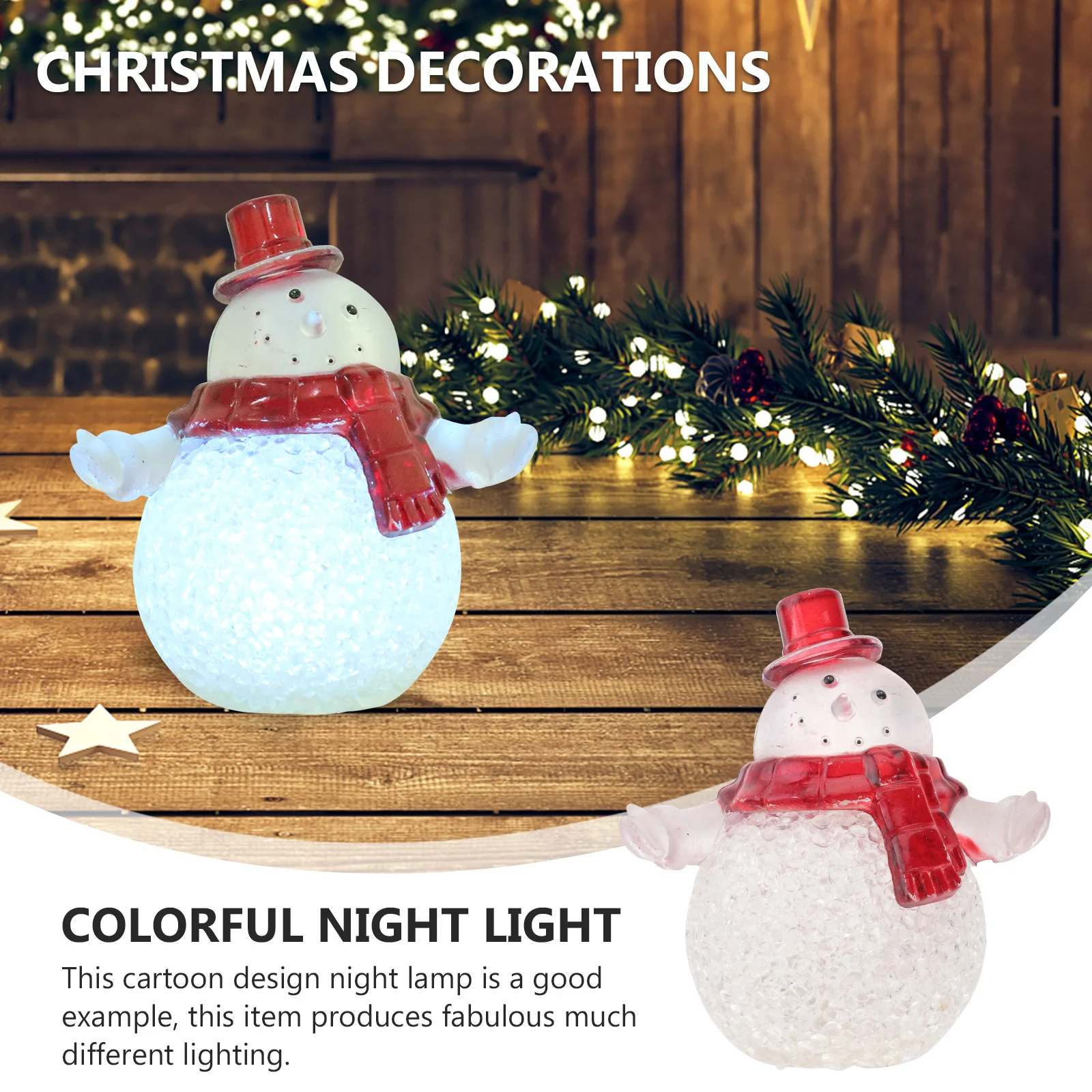 Creative Snowman Night Light Colorful Crystal Ball Table Lamp Eco Friendly Operated Home Atmosphere Decoration Bedroom