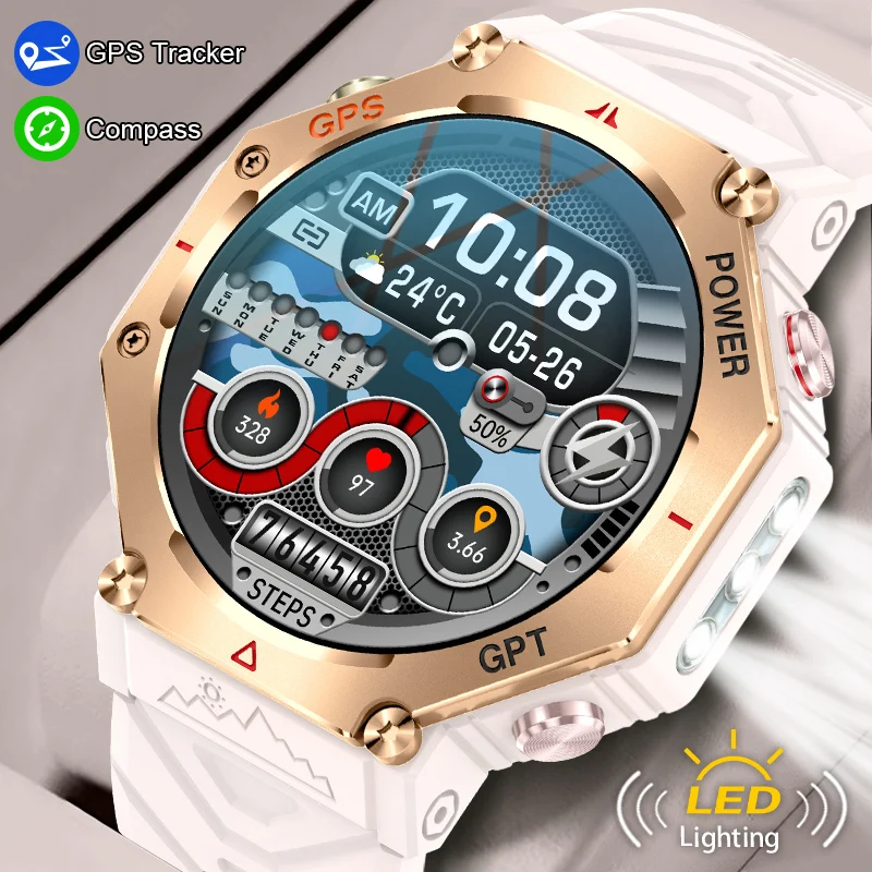 

LIGE GPS Smart Watch Premium Military Bluetooth Call Outdoor Sports 3ATM Waterproof AMOLED 1.39 Inch Screen New Smartwatch Men