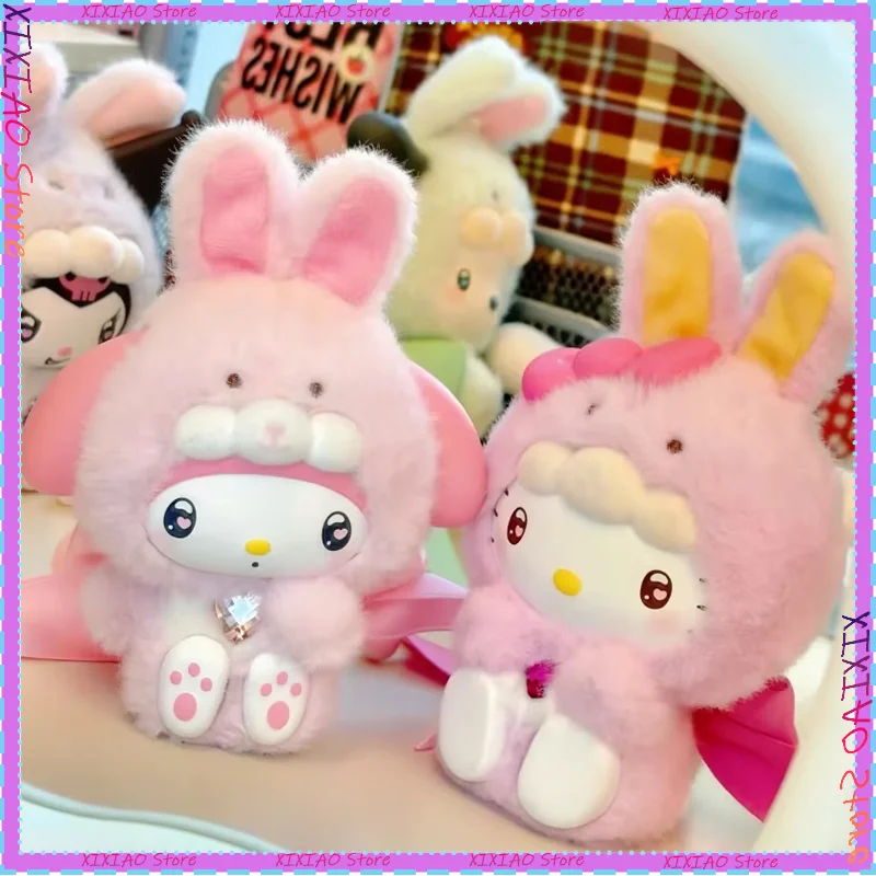 

Подлинная детская плюшевая серия Hello Kitty Kuromi с бриллиантовым кроликом, слепая коробка, милая кукла, подвеска, модная игрушка для девочек, подарок на день рождения