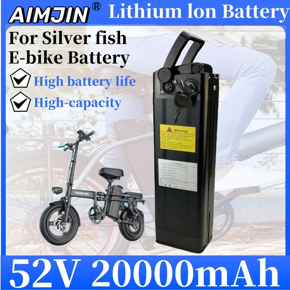 

52V 20Ah 18650 Lithium ion Battery Pack for Silver Fish Style with Aluminum Case Anti-theft Lock