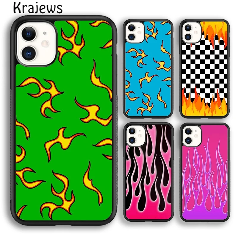 

Krajews Fashion Flame Pattern Phone Case Cover For iPhone 17 Air 16 15 14 plus 11 12 13 pro max Plus coque Shell Fundas