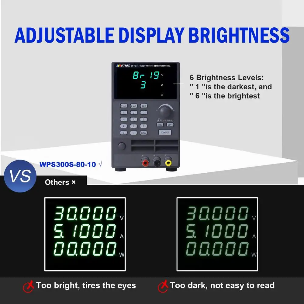 Wide Range Programmable DC Power Supply 80V 10A 300W USB RS232 RS485 SCPI MODBUS LIST Output Function Temperature Monitoring