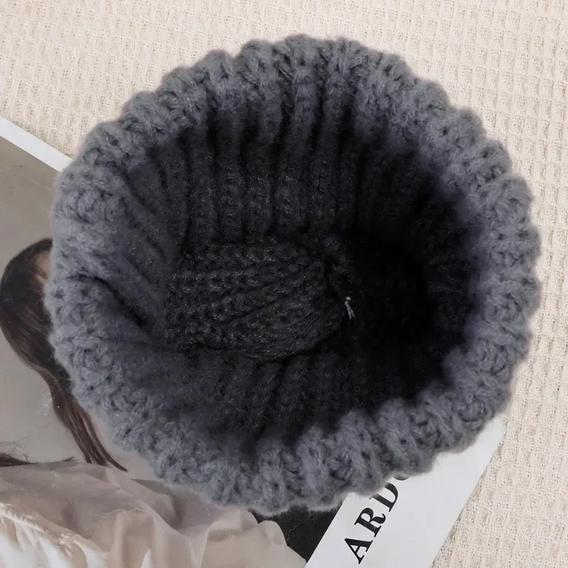 Winter Knitted Beanies Hat for Women Baggy Slouchy Solid Wool Cap Fashion Outdoor Bonnet Hoods Female Snow Ski Warmer Skullies