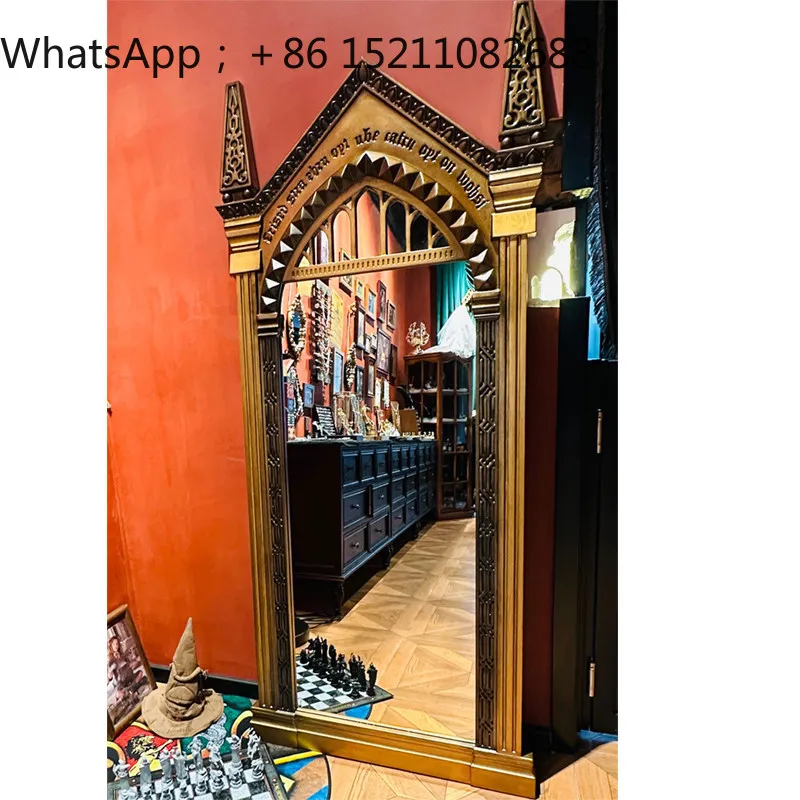 SCY household full-length mirror wall-mounted fitting mirror bedroom wooden house antique floor-to-ceiling full-length mirror