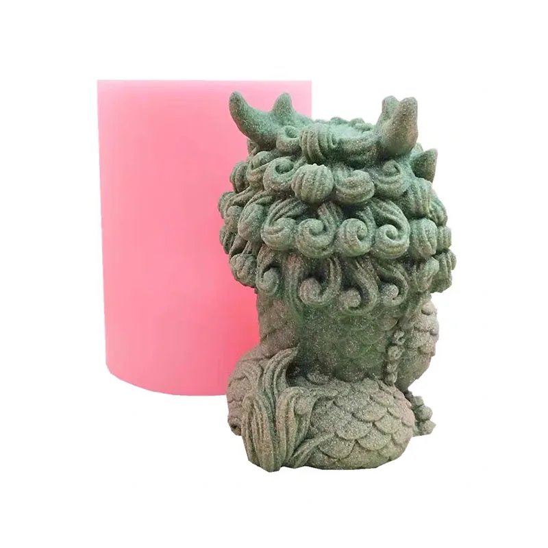 13cm Kirin Mold Fish Tank Cement Decoration DIY Silicone Mold Chinese Legendary Beast Kirin Plaster Epoxy Resin Crafts Molds