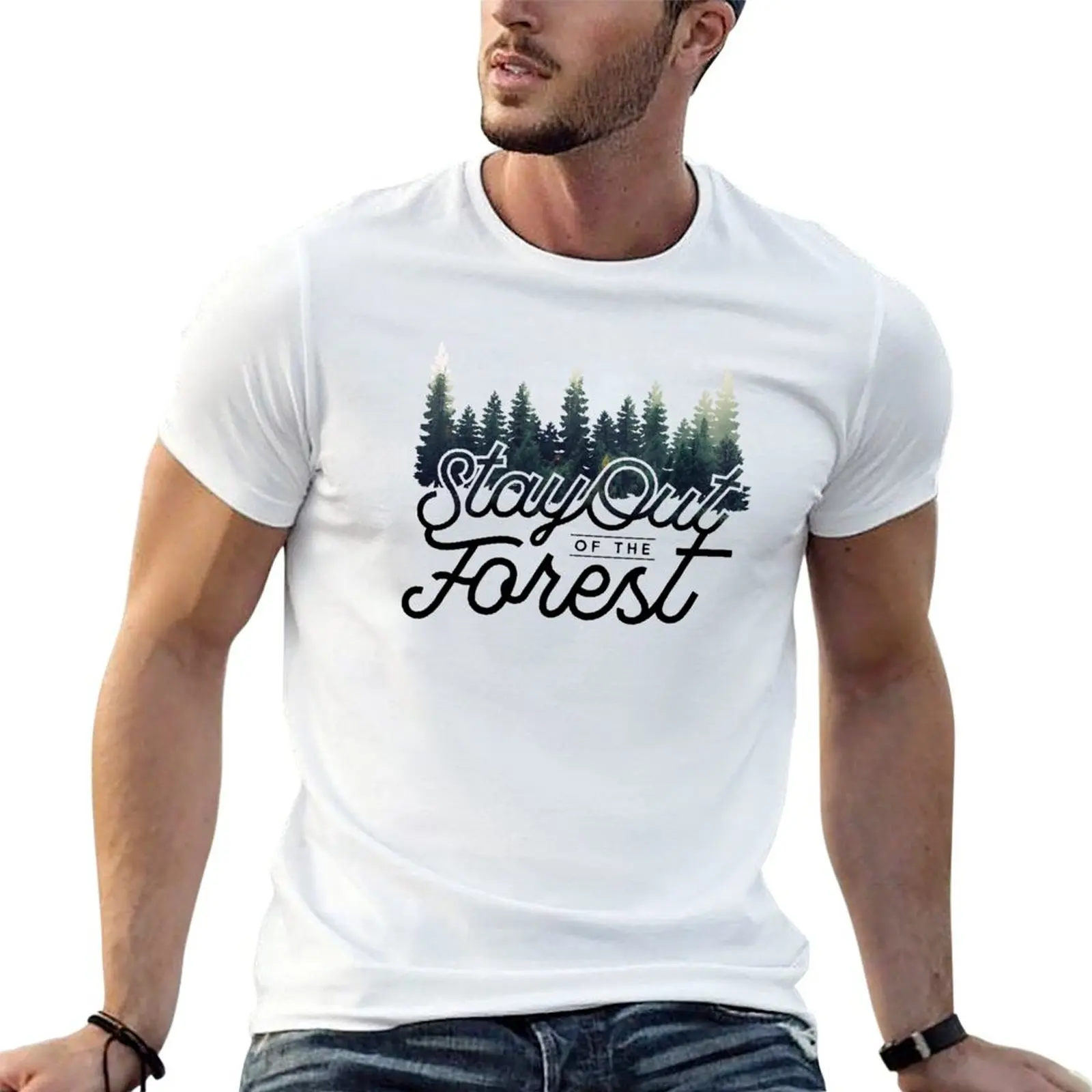 Typography - Stay Out of the Forest MFM Quote T-Shirt man t shirt cotton high quality man t shirt cotton T-Shirt #1