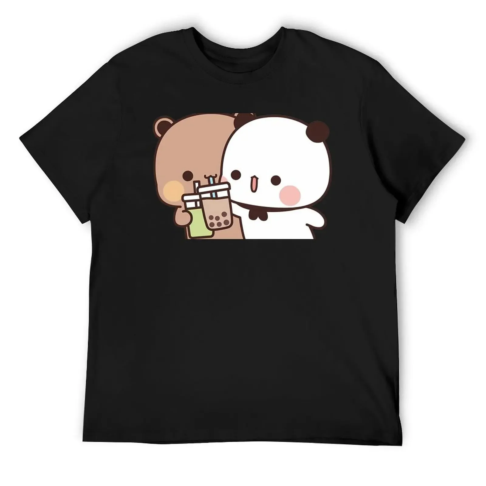 BuBu sharing her iced coffee with DuDu Bear T-Shirt anime customizeds summer clothes basketball graphic tees men clothing