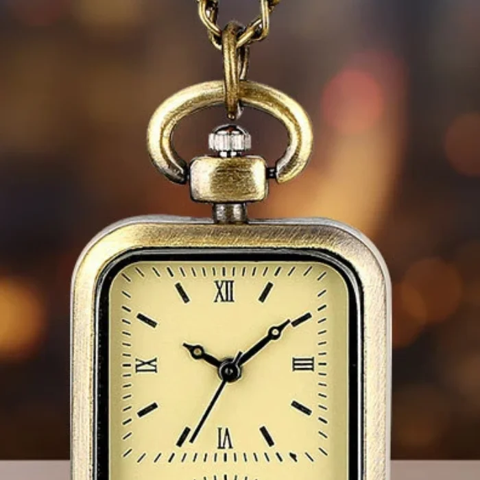 

Бронзовый брелок для карманных часов в стиле ретро; Квадратный кварцевый часы с двойным часовым механизмом в античном стиле