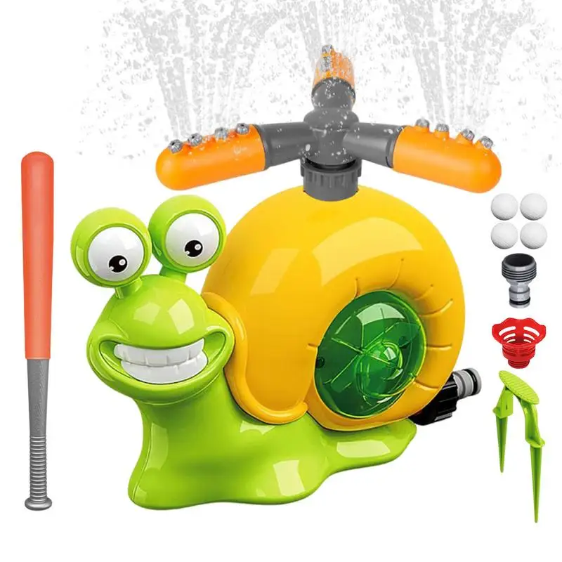 

Sprinkler For Kids Toddler Sprinkler Fun Sprinkler Toy Snail Sprinklers With Baseballs & Bat Outside Games Water Toys Kids