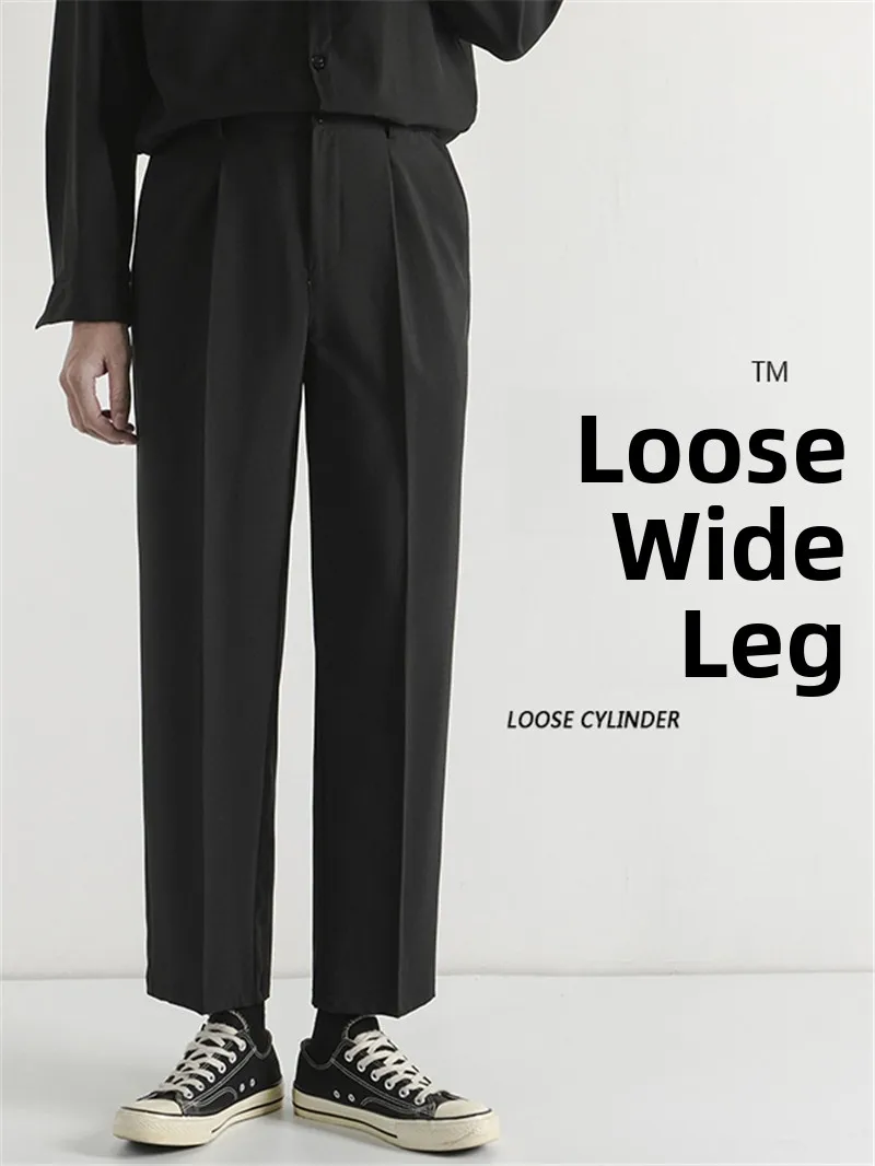 

Casual Men's Suit Pants Naples Dra Straight Leg Anti-Wrinkle Korean Version INS Nine Points No Ironing Required