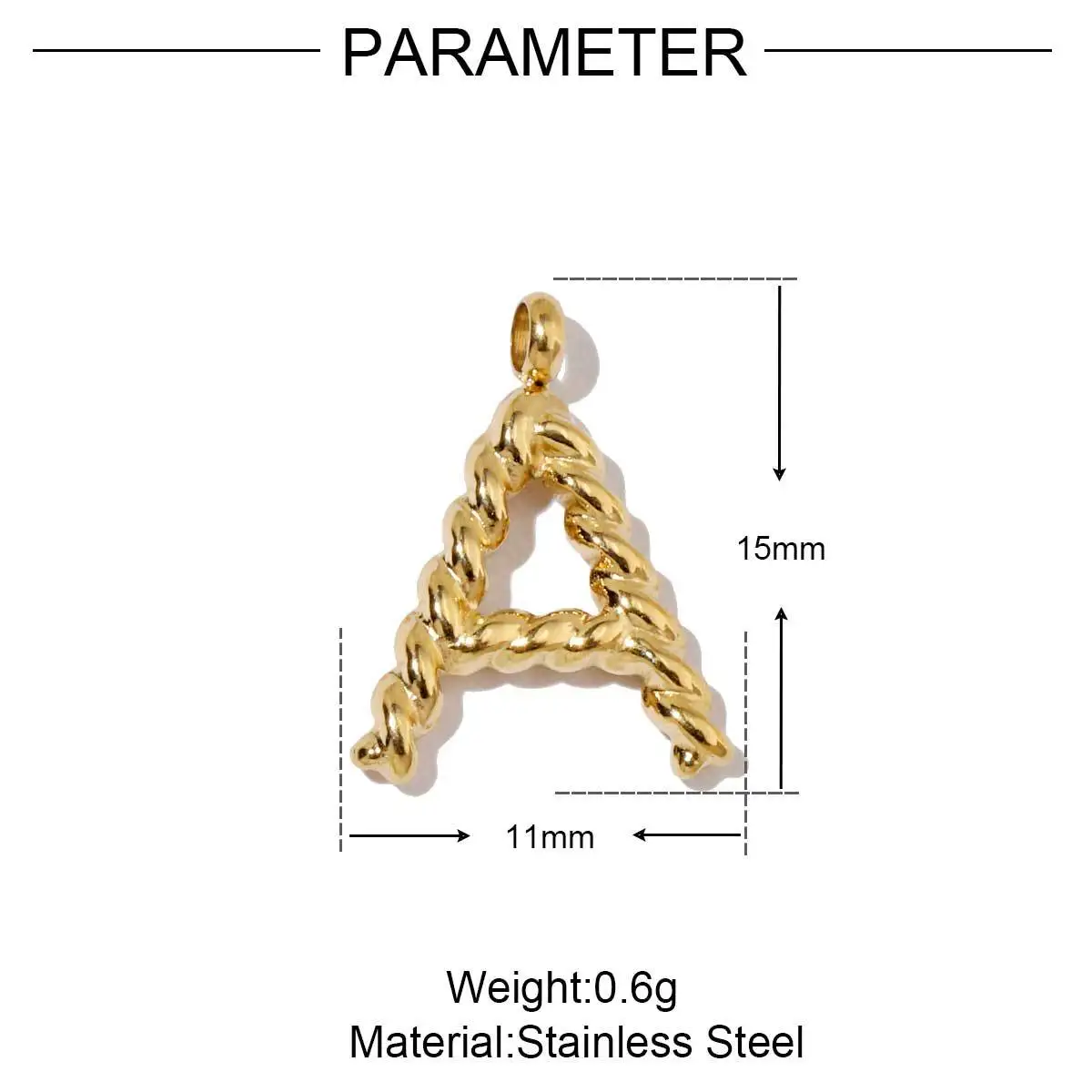 Stainless Steel Twisted Initial Letter Pendants for Necklace Gold Plated Charm Jewelry Making Supplier