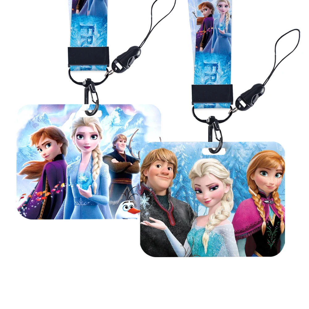 

Disney Frozen 2 Princess Elsa Anna Lanyard Phone Rope for ID Badge Holder Neck Strap Keychain Horizontal Card Student Girls Gift