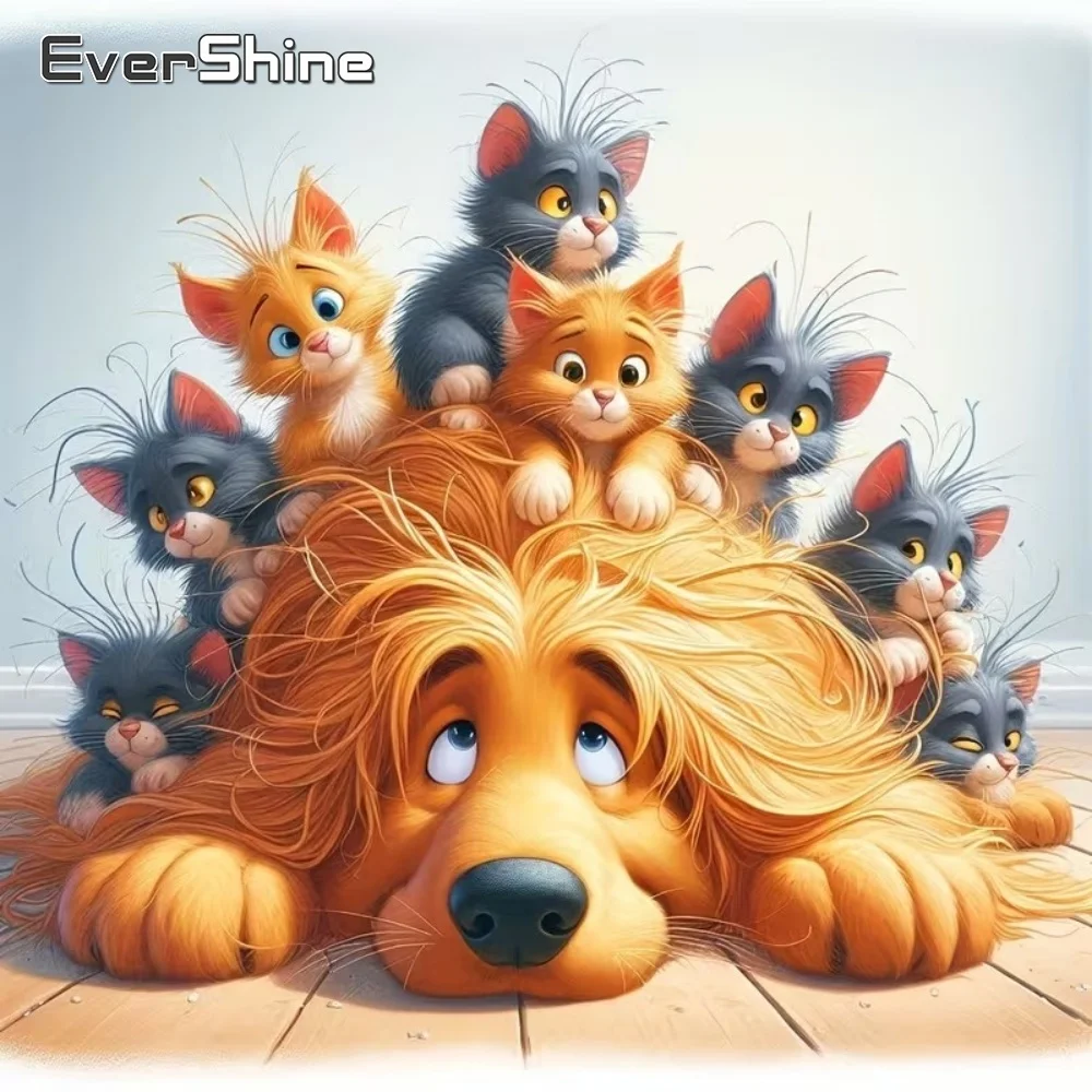 EverShine Neuerscheinung Diamant-Mosaik Hund DIY Diamantmalerei Katze Tier Stickerei Cartoon Geeignet für Anfänger Kinder Hobby