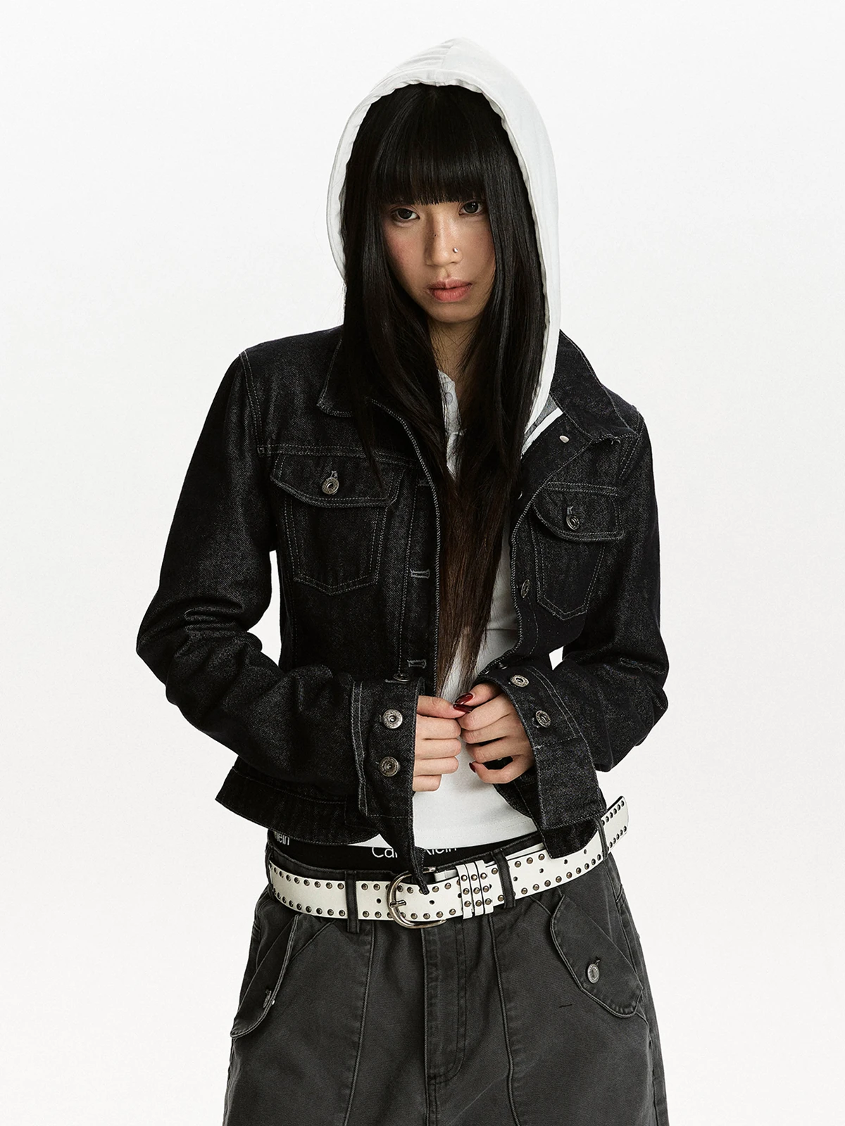 

Aket American Retro Waed Original Jeans Color ort Denim Jaet Spring Slimming oulder Jaet Women Cotton Polyester ...