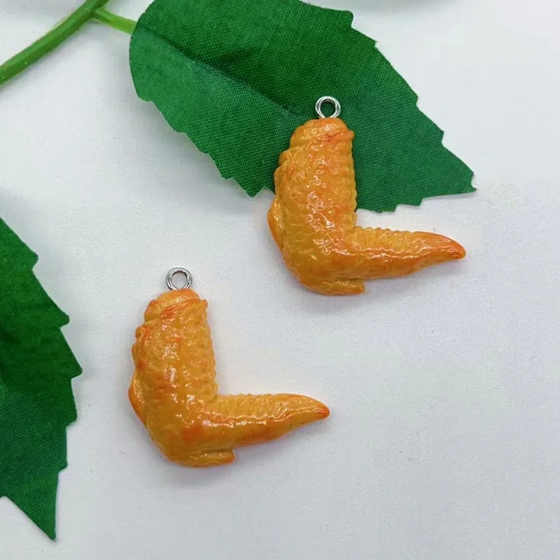 10 pieces simulated roasted chicken chicken legs resin charm cute food crafts pendants keychains earrings DIY jewelry making