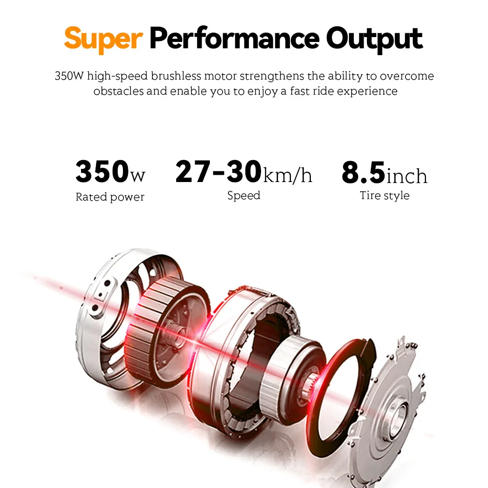 Foldable 8.5 inch rear shock absorber 36v10.4ah electric scooter 350W