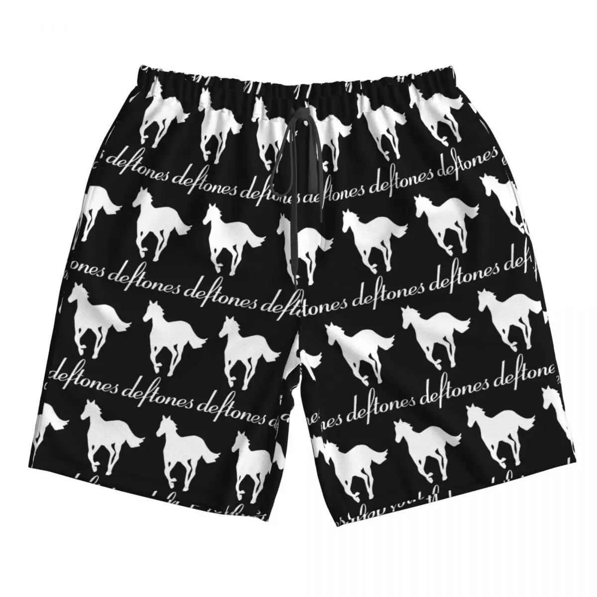 Celana Pendek Pantai Pria PP Skull Deftone White Ohms Around Trunks, Celana Renang Kasual Cepat Kering untuk Musim Panas