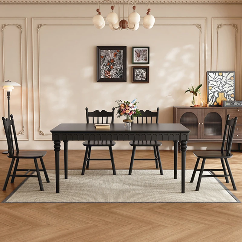 

Vintage Kitchen Dining Table Rectangular Wooden Design Italian Table Restaurant Black Mesa De Comedor Living Room Sets Furniture