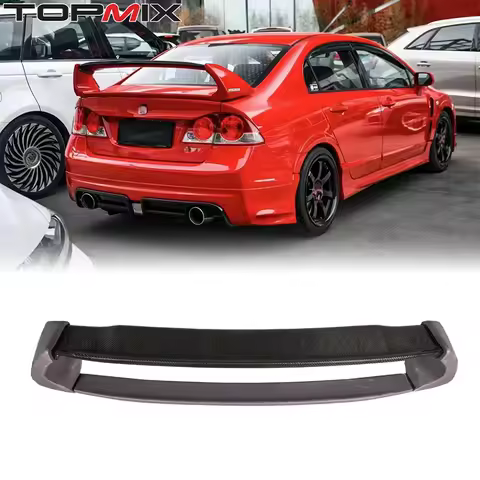 For Honda 2007-2011 Civic Type-R FD2 RR-Style Partial Carbon Fiber Ducktail Trunk Spoiler - 2026 Eco-Carbon, Exact Fit