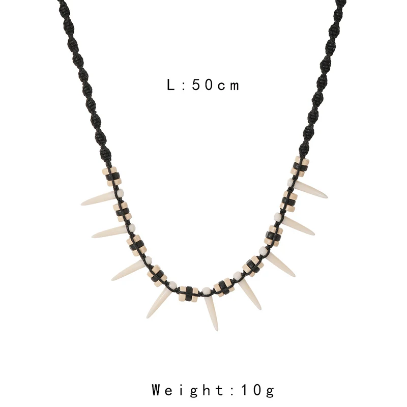Wholesale Fashionable Woven Bohemian Imitation Wolf Teeth Necklace Couple Necklace Amulet Gift DIY Decoration