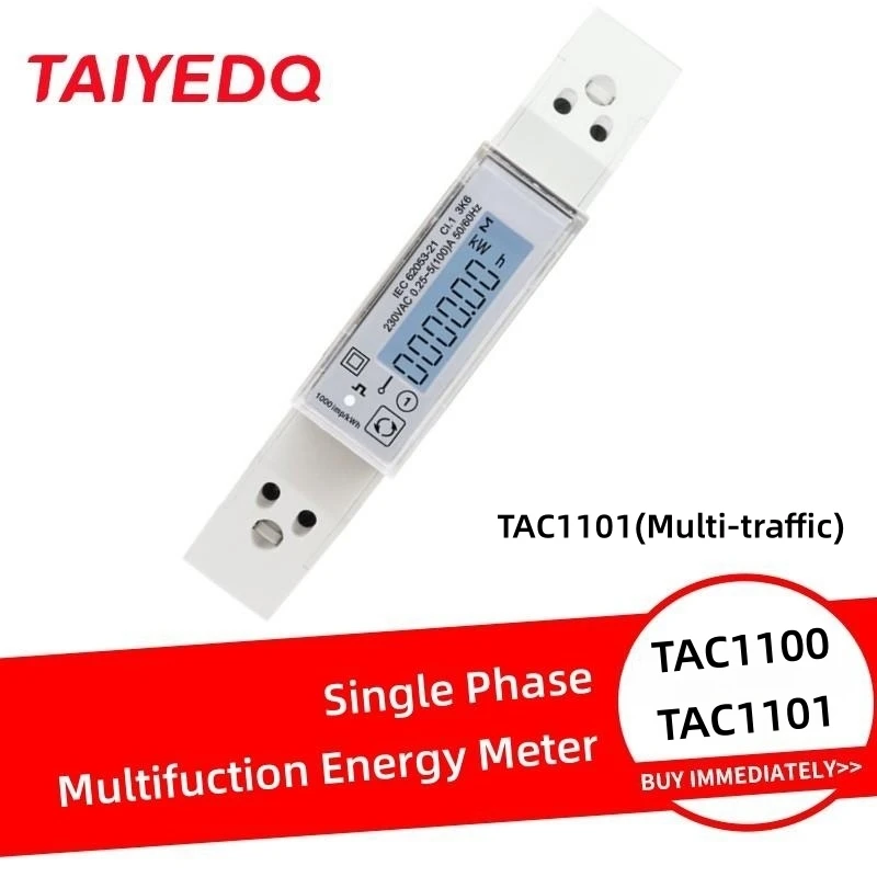 TAC1100 Multi-traffic Din Rail Single Phase 100A 230V Multifunction Energy Meter Electricity Kwh Meter RS485 Modbus RTU Meter