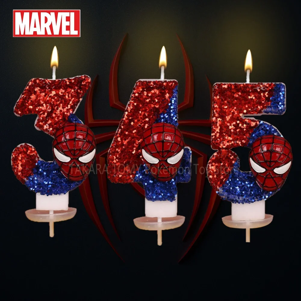 Original Disney Spiderman Candles Birthday Candles Cartoon Themed 1-9 Years Old Happy Birthday Cake Decorations Boys Kids Party