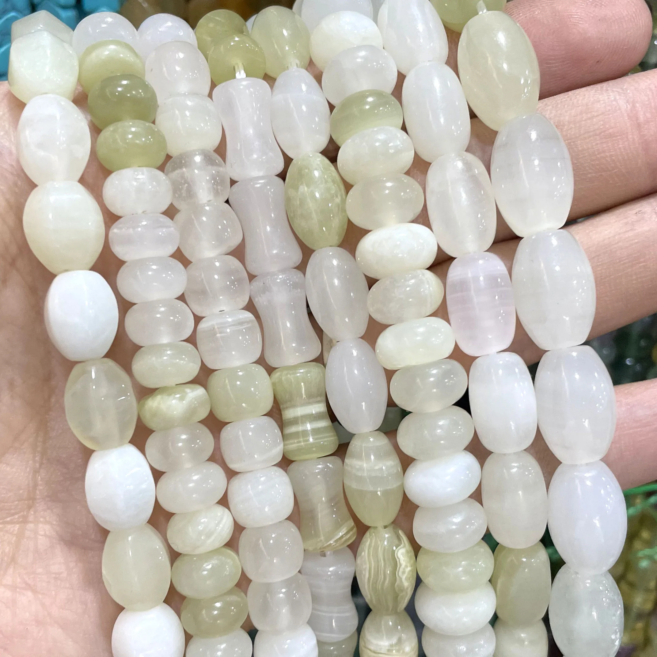 Natuursteen Geel Jade Chalcedoon Bamboe Gezamenlijke Platte Rondelle Losse Ruimte Kralen Voor Sieraden Maken Diy Armband Accessoires