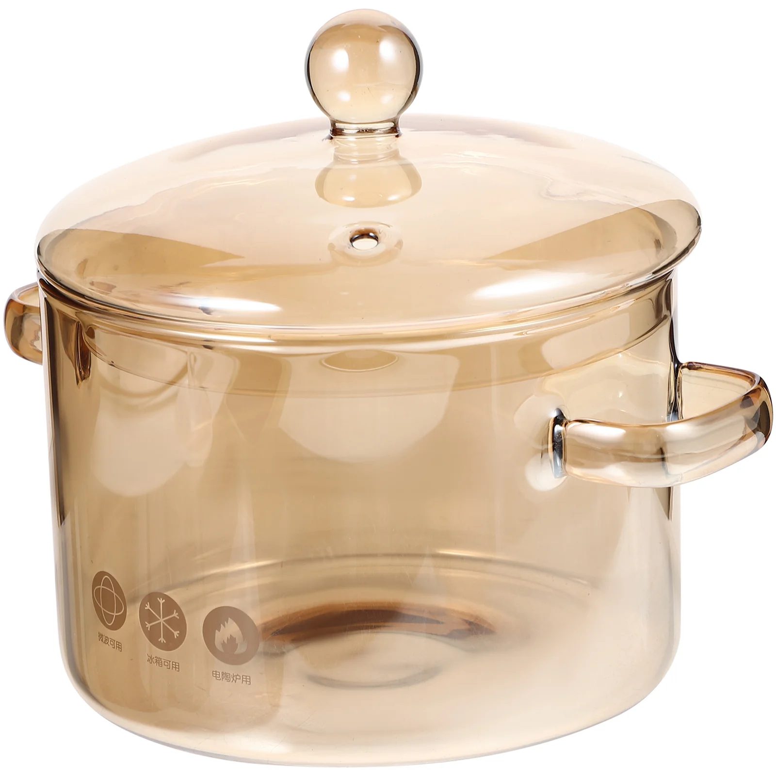 

Heat-Resistant Glass Stew Pot Lid Double Ear Non-Stick Design Smooth Surface Multifunctional Cooking Tool for Noodles Soup Rice