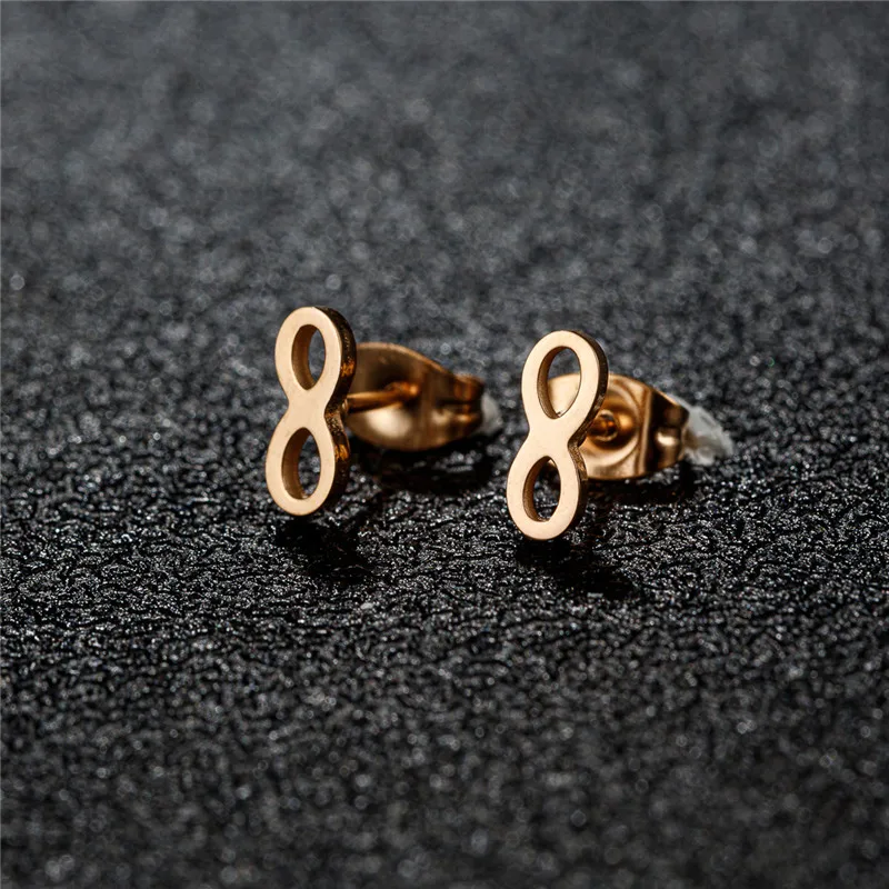 أقراط مرصعة من الفولاذ المقاوم للصدأ للنساء ، أقراط لافتة صغيرة اللانهاية ، رقم 8 بسيط ، مجوهرات حفلات أنيقة #3