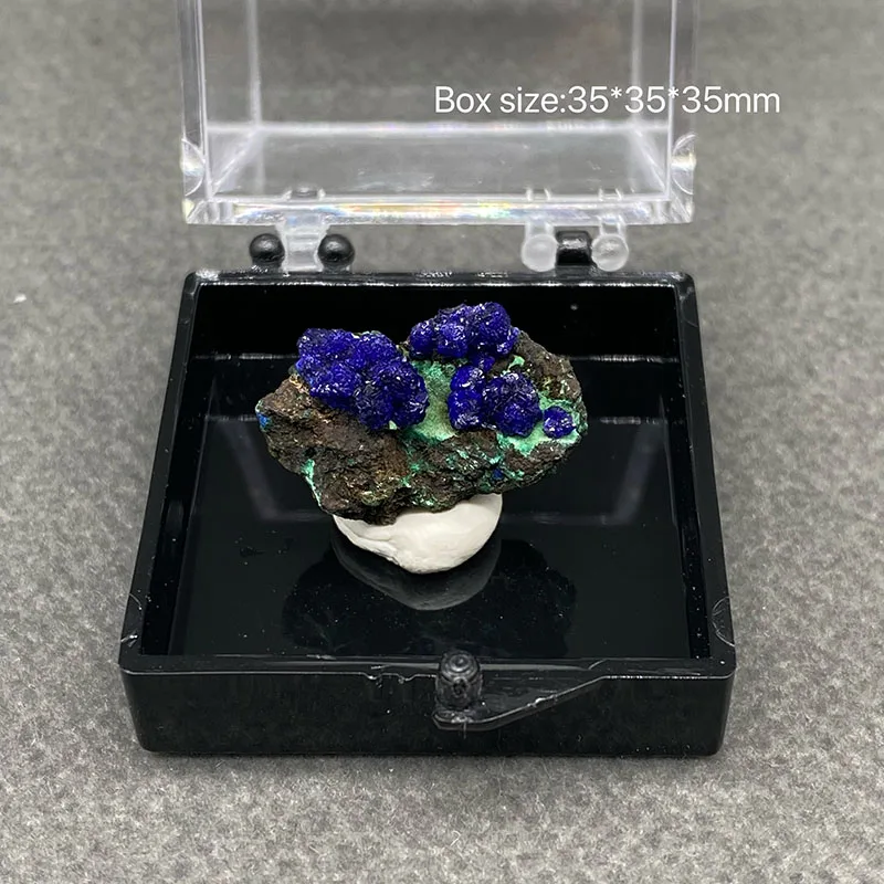 100% Natural Azurite Jewelry Pendant Raw Stone Mineral Specimen Healing Crystal + Box Size: 35*35*35mm