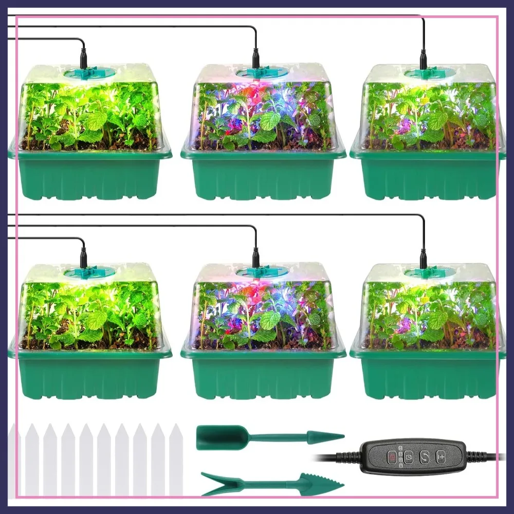 

72-Cell Seed Starter Kit with Grow Lights, 3 Modes & 4 Timers, High Humidity Domes for Seedlings