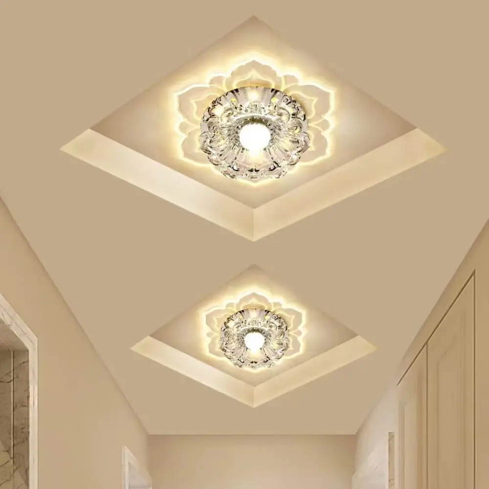 Easy Installation 9W LED Ceiling Lights Crystal Petals Modern Pendant Lamp Creative Crystal Flower Chandelier Kitchen
