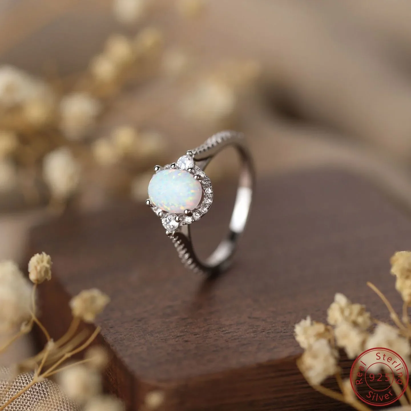 

202, Япония и Южная Корея, стерлинговое серебро S925, платиновый, белый опал, драгоценный камень, овальные ювелирные изделия, универсальное, легкое, роскошное, модное женское кольцо